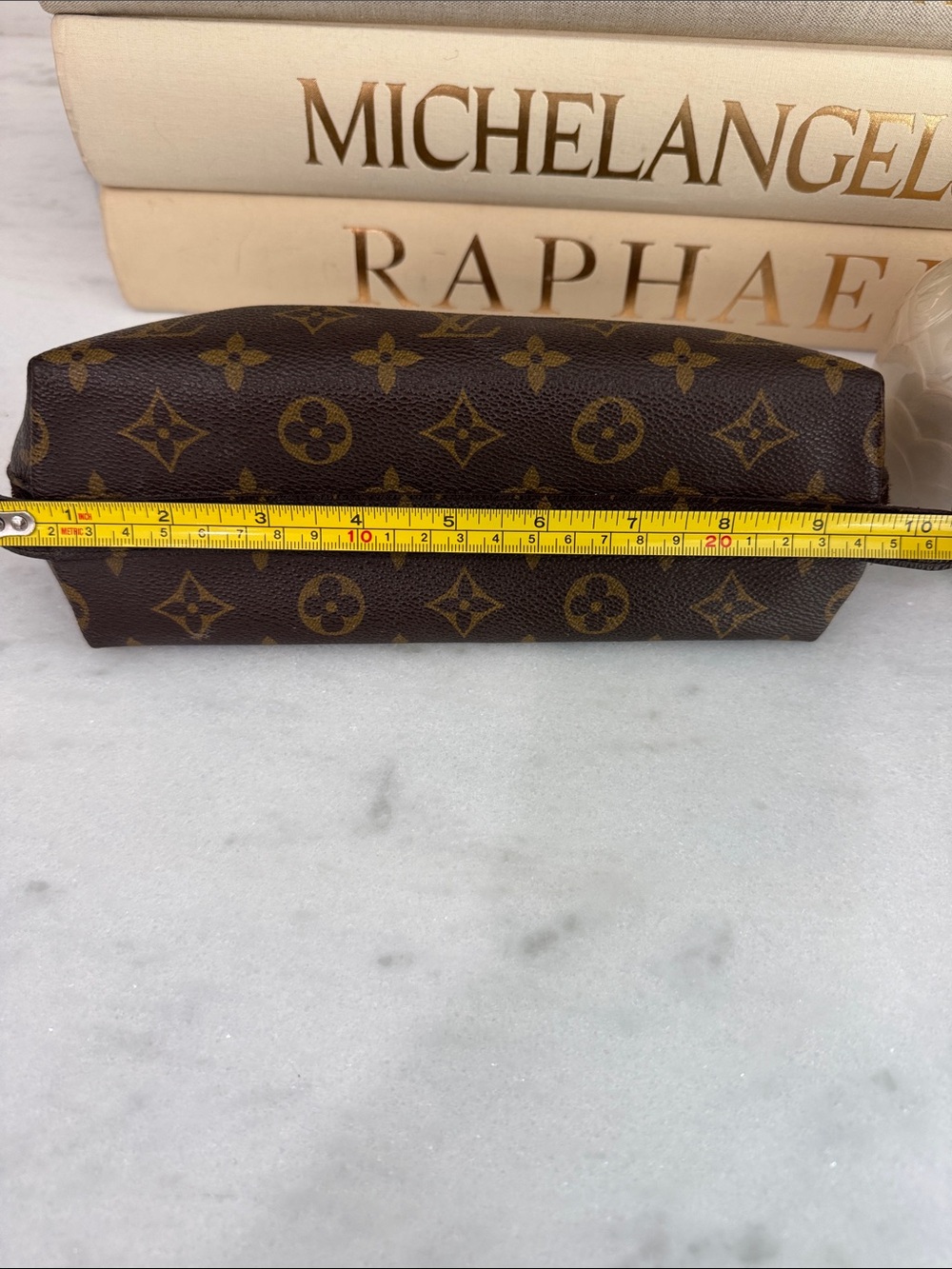 Auth Louis Vuitton Monogram Canvas Brown and Gold Toiletry Pouch - Picture 12 of 15